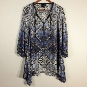 Rafaella Printed Tunic with Tassels NWOT Size XL